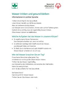 Infoblatt Wasser trinken in Leichter Sprache Download
