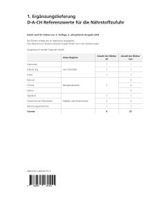 1. Ergänzungslieferung D-A-CH-Referenzwerte für die Nährstoffzufuhr