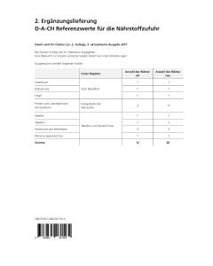 2. Ergänzungslieferung D-A-CH-Referenzwerte für die Nährstoffzufuhr