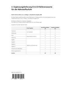 3. Ergänzungslieferung D-A-CH-Referenzwerte für die Nährstoffzufuhr