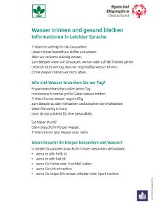 Download Wasser trinken und gesund bleiben in Leichter Sprache - Infoblatt